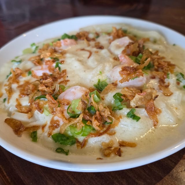 Udon Cream Pasta w/Shrimp.